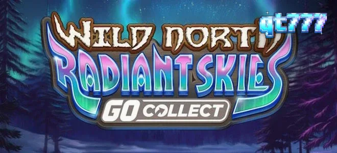Pemandangan aurora borealis di atas hutan bersalju dalam slot Wild North Radiant Skies